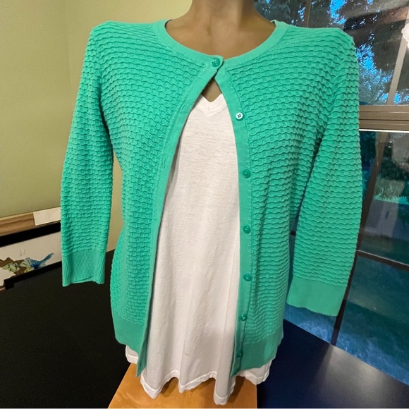 Merona Kelly Green Lightweight Cardigan with 3/4 sleeves, Size M - Picture 2 of 14